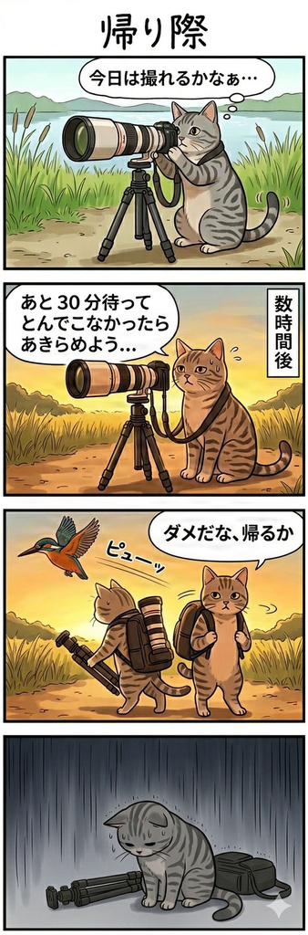 野鳥撮影４コマ「帰り際」